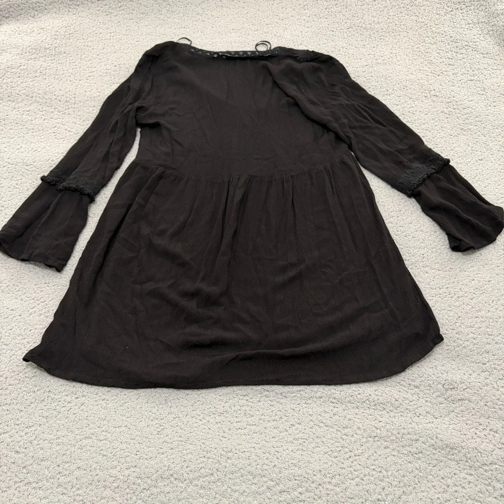 Cotton On Tunic Top Womens Large Black Embroidered Bell Sleeve Boho Peasant
